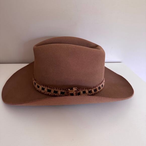 Resistol Hat Self Conforming Brown Feather Band Felt Western Cowboy Hat Size 7 - Picture 4 of 12